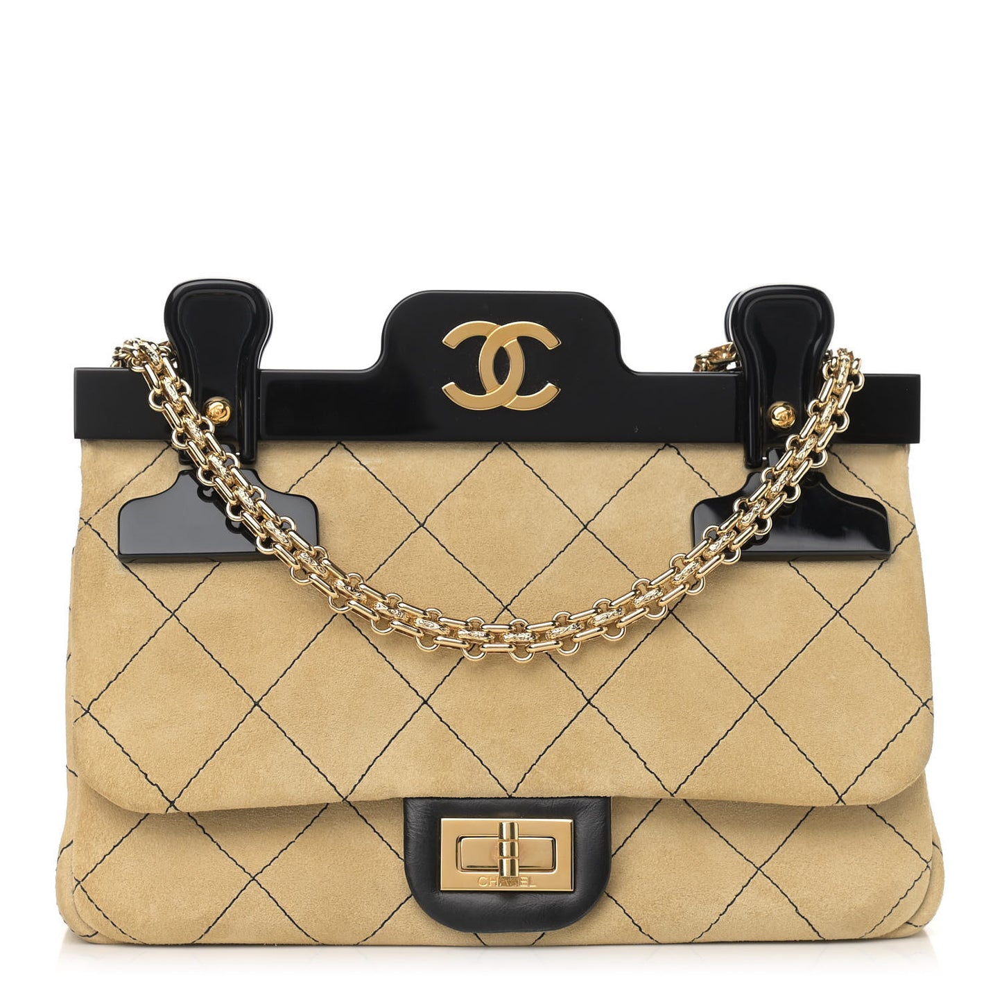 Suede Quilted 2.55 Reissue Hanger Flap 225 Beige