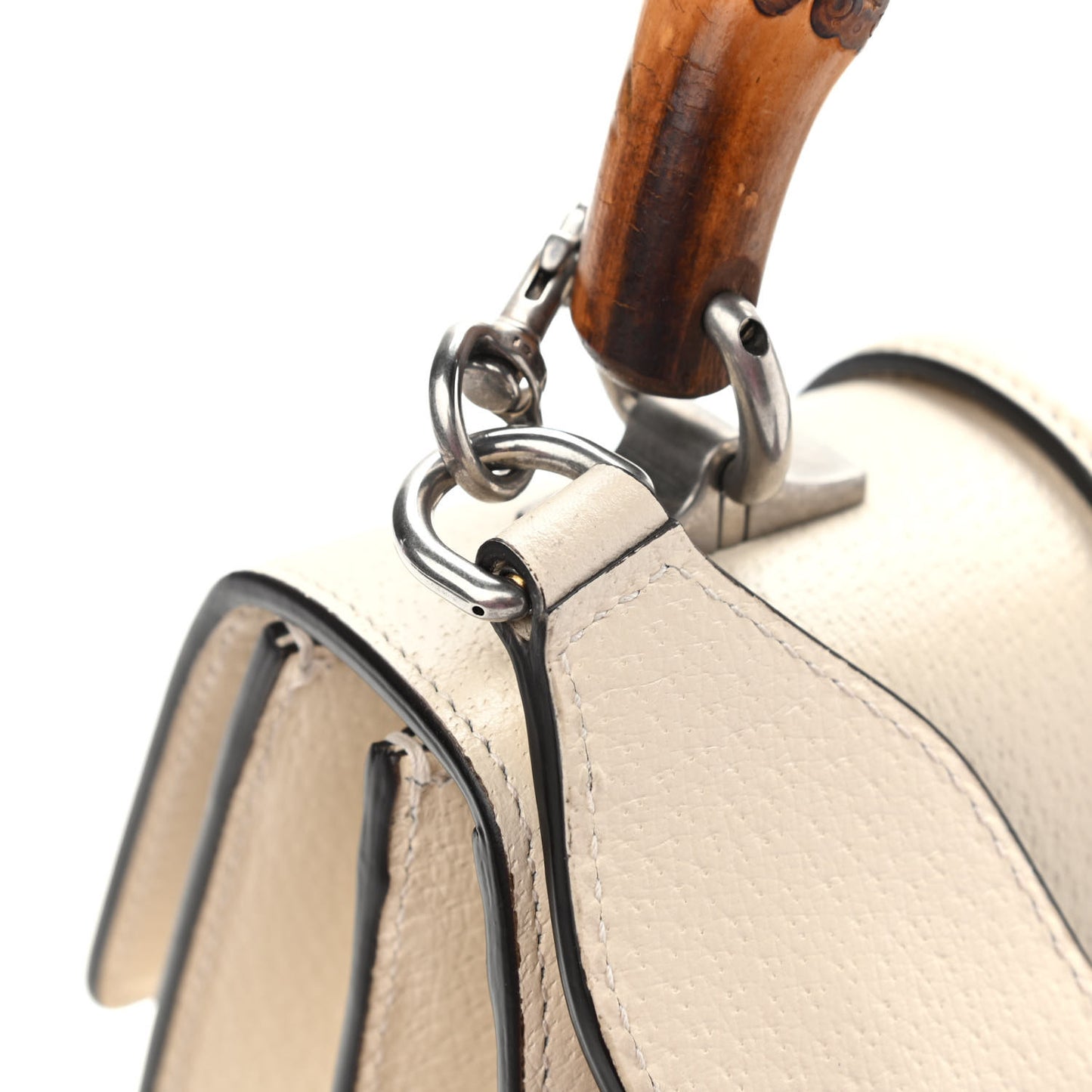Textured Calfskin Crystal Bamboo Web Mini Dionysus Top Handle Bag Mystic White