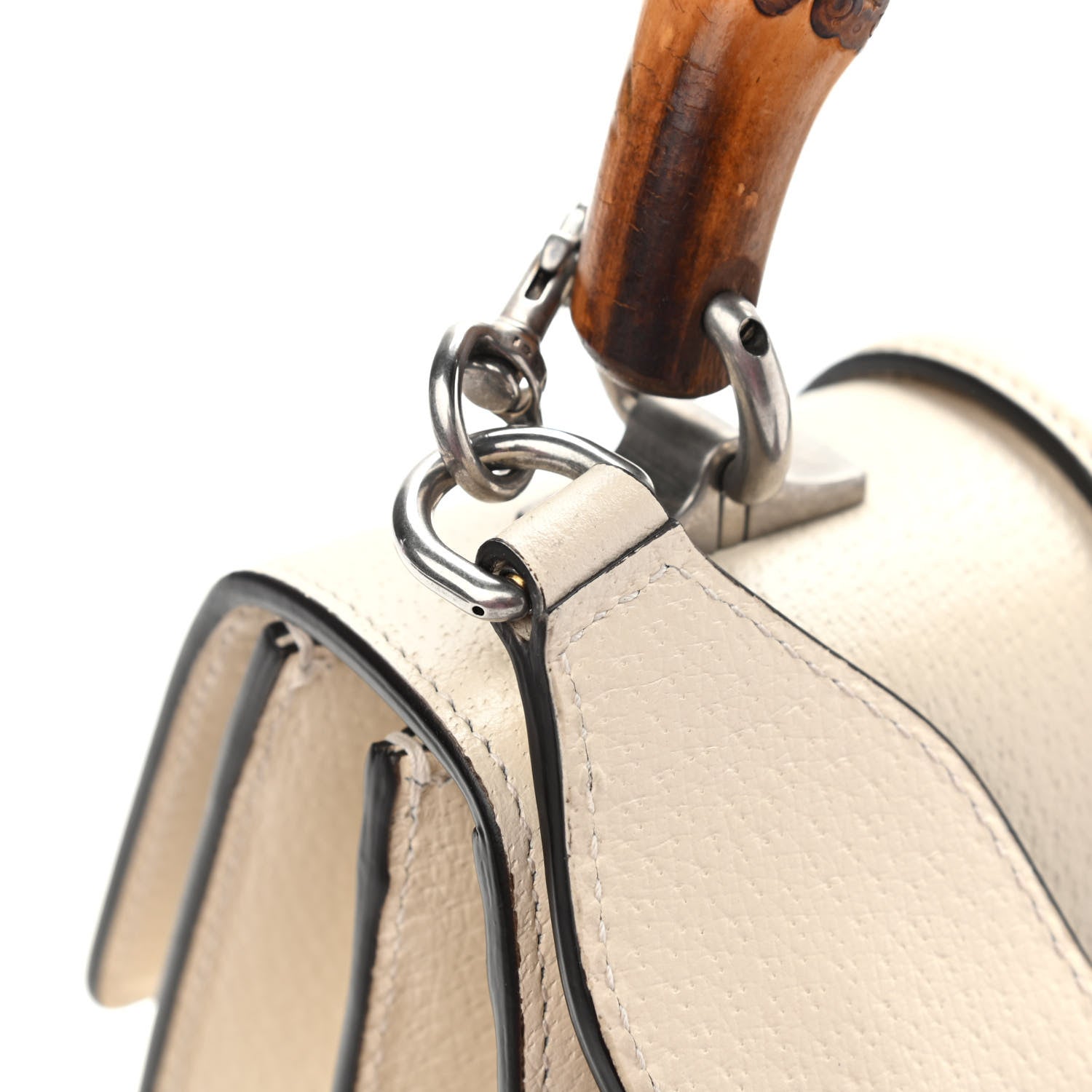 Gucci Textured Calfskin Crystal Bamboo Web Mini Dionysus Top Handle Bag Mystic White 11 of 11