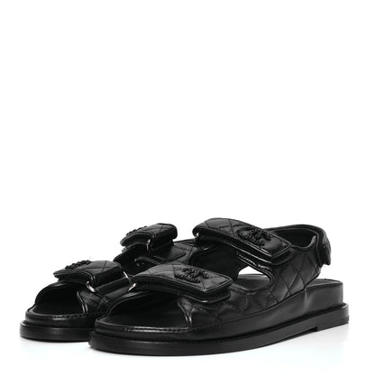 Chanel Lambskin Velcro Dad Sandals 36 Black 2 of 4