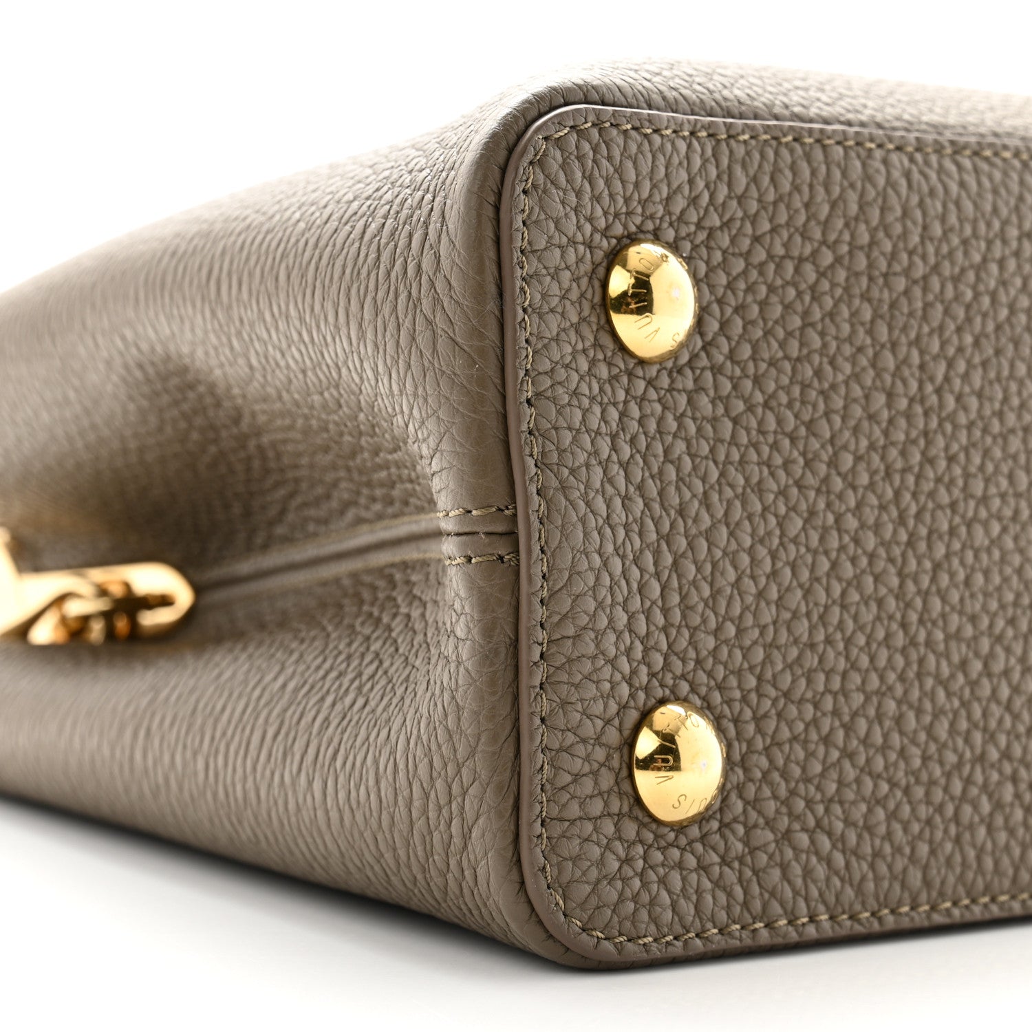 Louis Vuitton Taurillon Capucines MM Smokey Brown Green Creme Pink 8 of 9