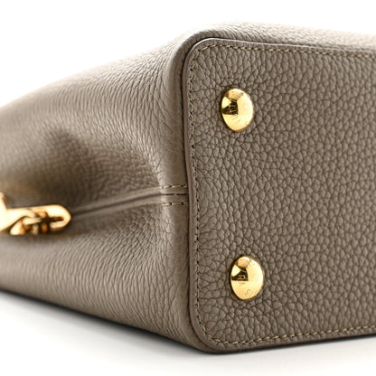 Louis Vuitton Taurillon Capucines MM Smokey Brown Green Creme Pink 8 of 9