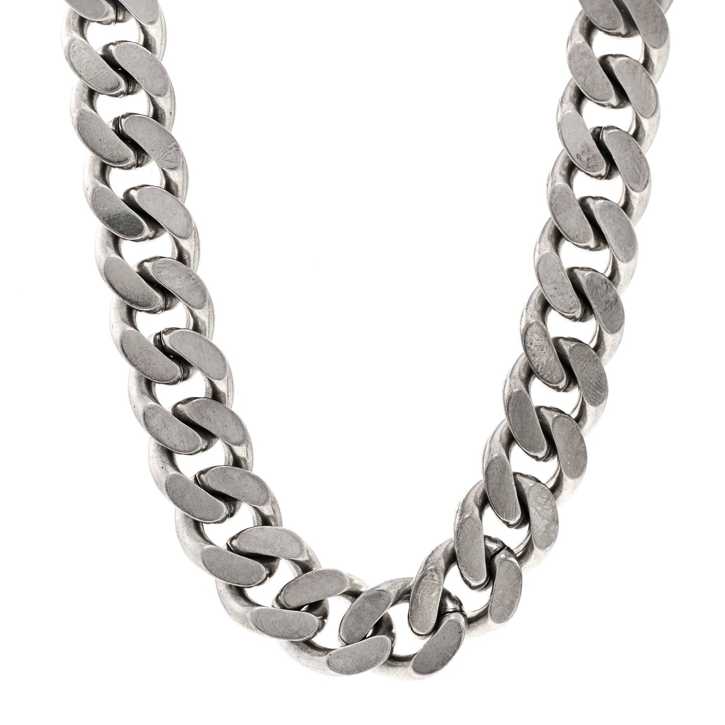 Metal Curb Chain Necklace Oxidized Silver