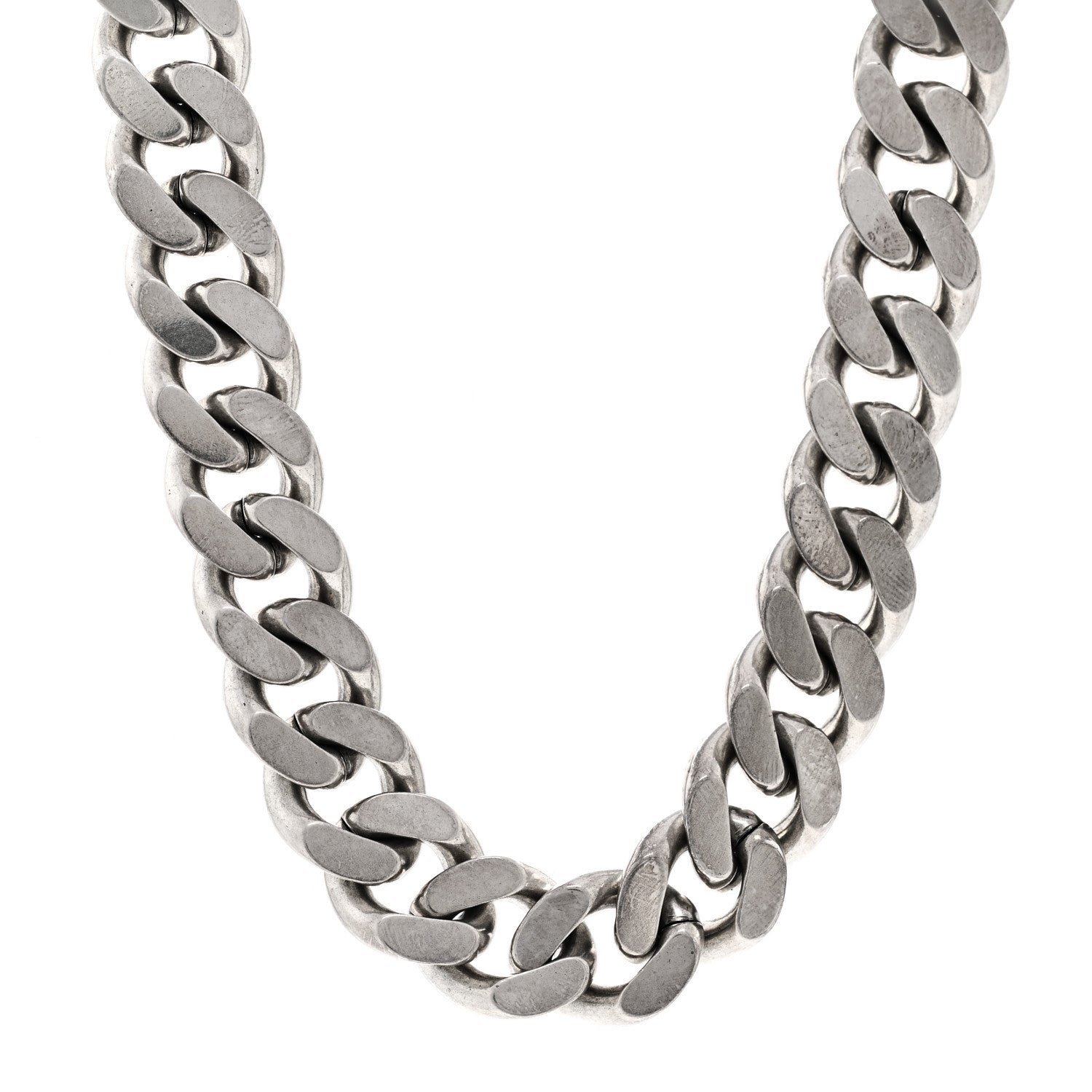 Saint Laurent Metal Curb Chain Necklace Oxidized Silver 1 of 4