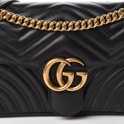 Gucci Calfskin Matelasse Small GG Marmont Shoulder Bag Black 9 of 9