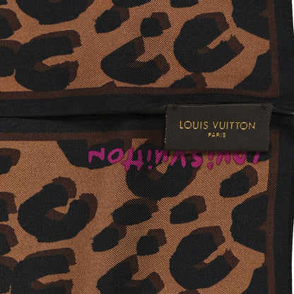Louis Vuitton Silk Leopard Bandeau Scarf Marron 3 of 4