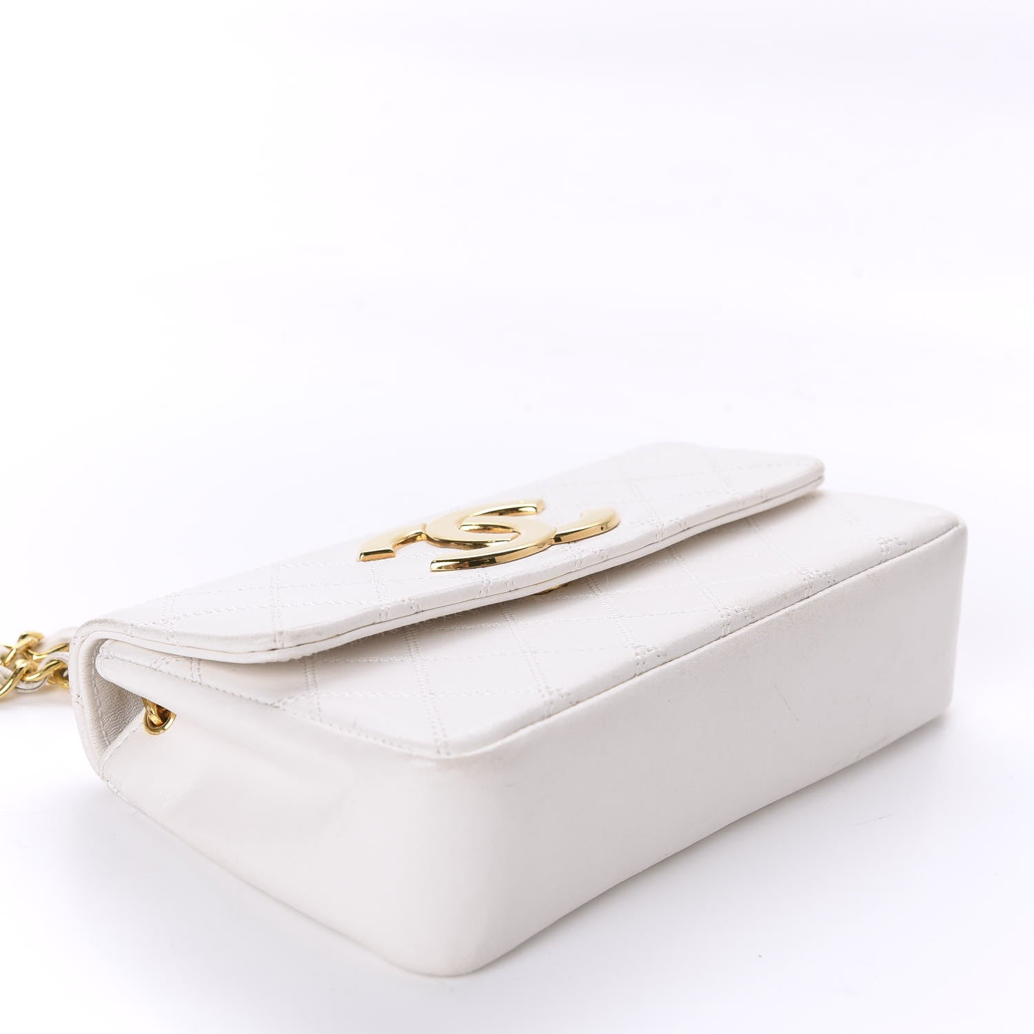 Chanel Calfskin Diamond Double Stitch Flap White 4 of 22