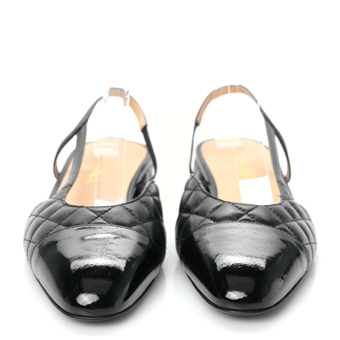 Lambskin Patent Cap Toe CC Slingback Flats 40 Black