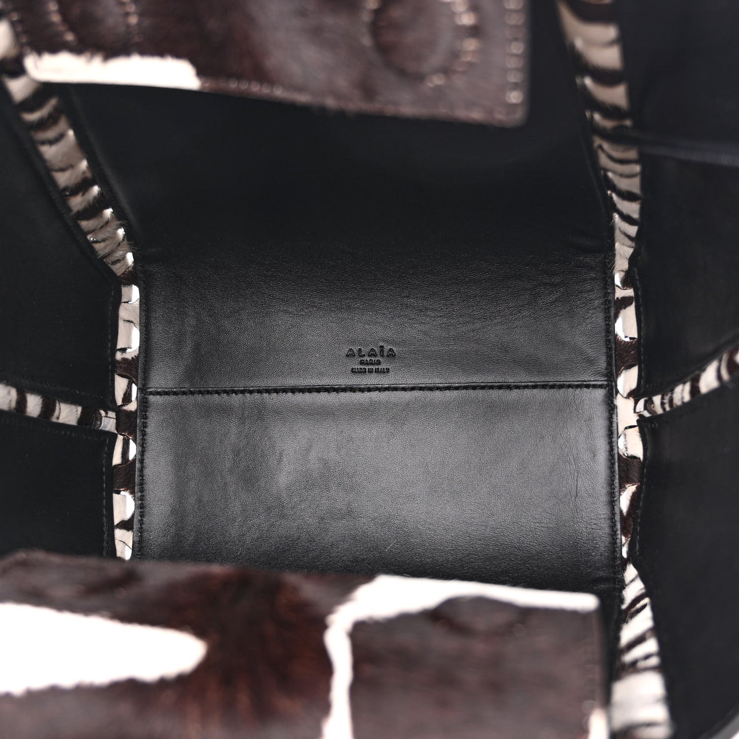 Calf Hair Zebra Print Small Le Hinge Bag Black White