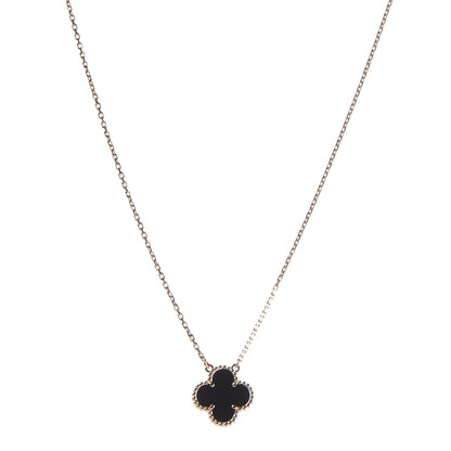 Van Cleef & Arpels 18K Yellow Gold Black Onyx Vintage Alhambra Pendant Necklace 1 of 7