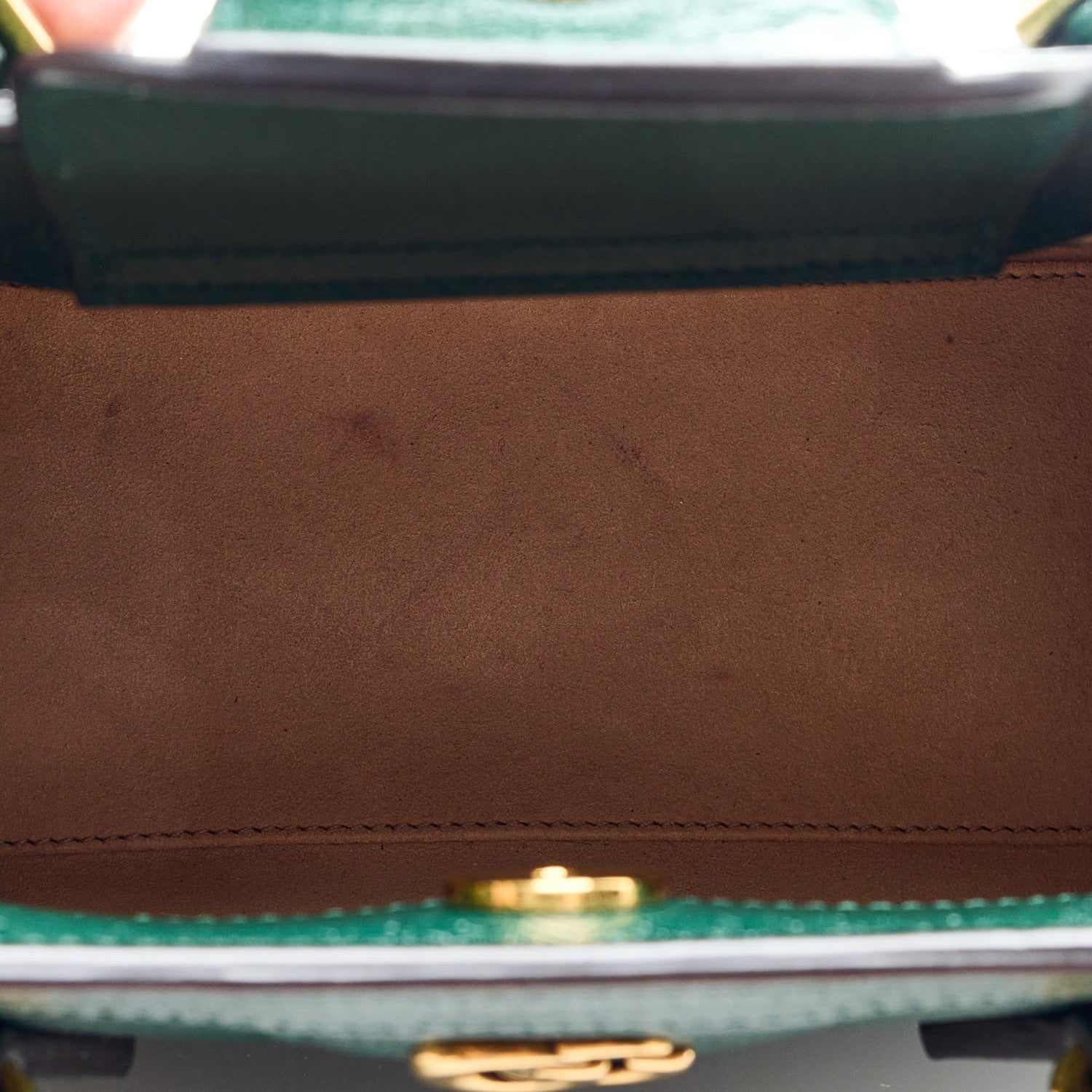 Gucci Textured Dollar Calfskin Mini Diana Tote Bag Vintage Green Pink 5 of 9