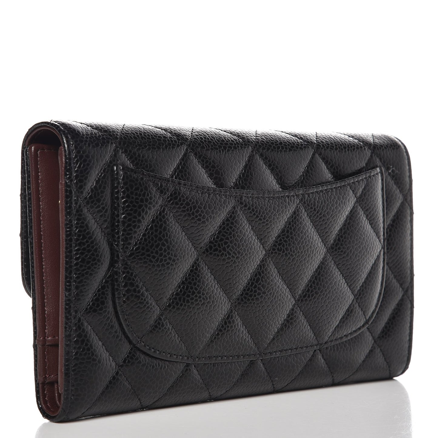 Caviar Quilted Large Flap Wallet Black
