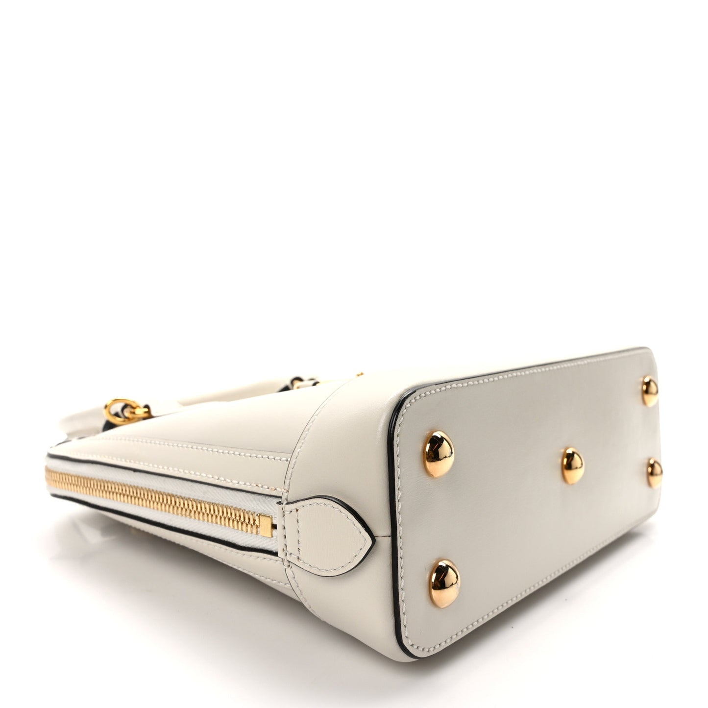 Boarded Plutone Calfskin Small Horsebit 1955 Top Handle Bag Mystic White