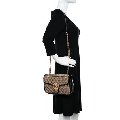 Gucci Monogram Matelasse Diagonal Small GG Marmont Shoulder Bag Beige Black 2 of 10