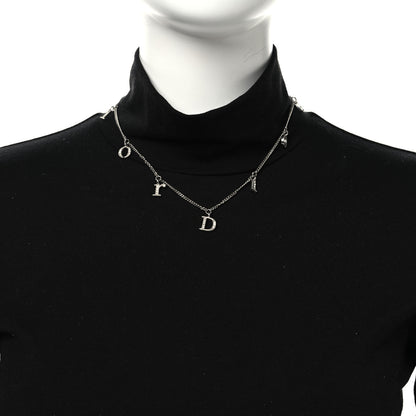 Christian Dior Crystal Metal Logo Necklace Silver 2 of 4
