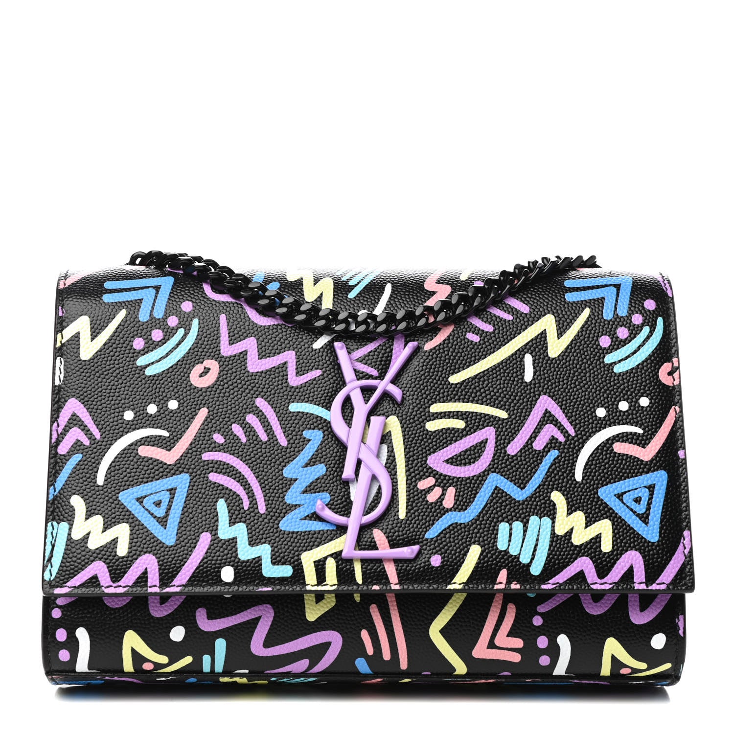 Saint Laurent Grain De Poudre Small Monogram Graphic Print Kate Satchel Black 1 of 4