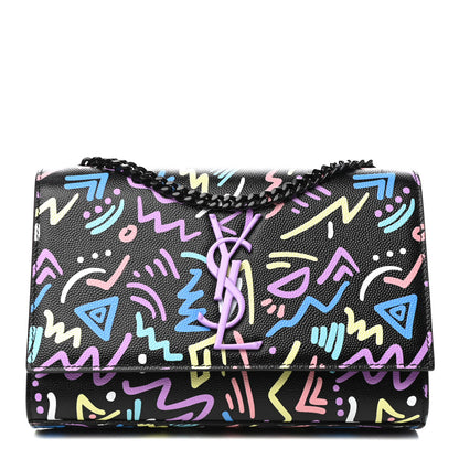 Saint Laurent Grain De Poudre Small Monogram Graphic Print Kate Satchel Black 1 of 4