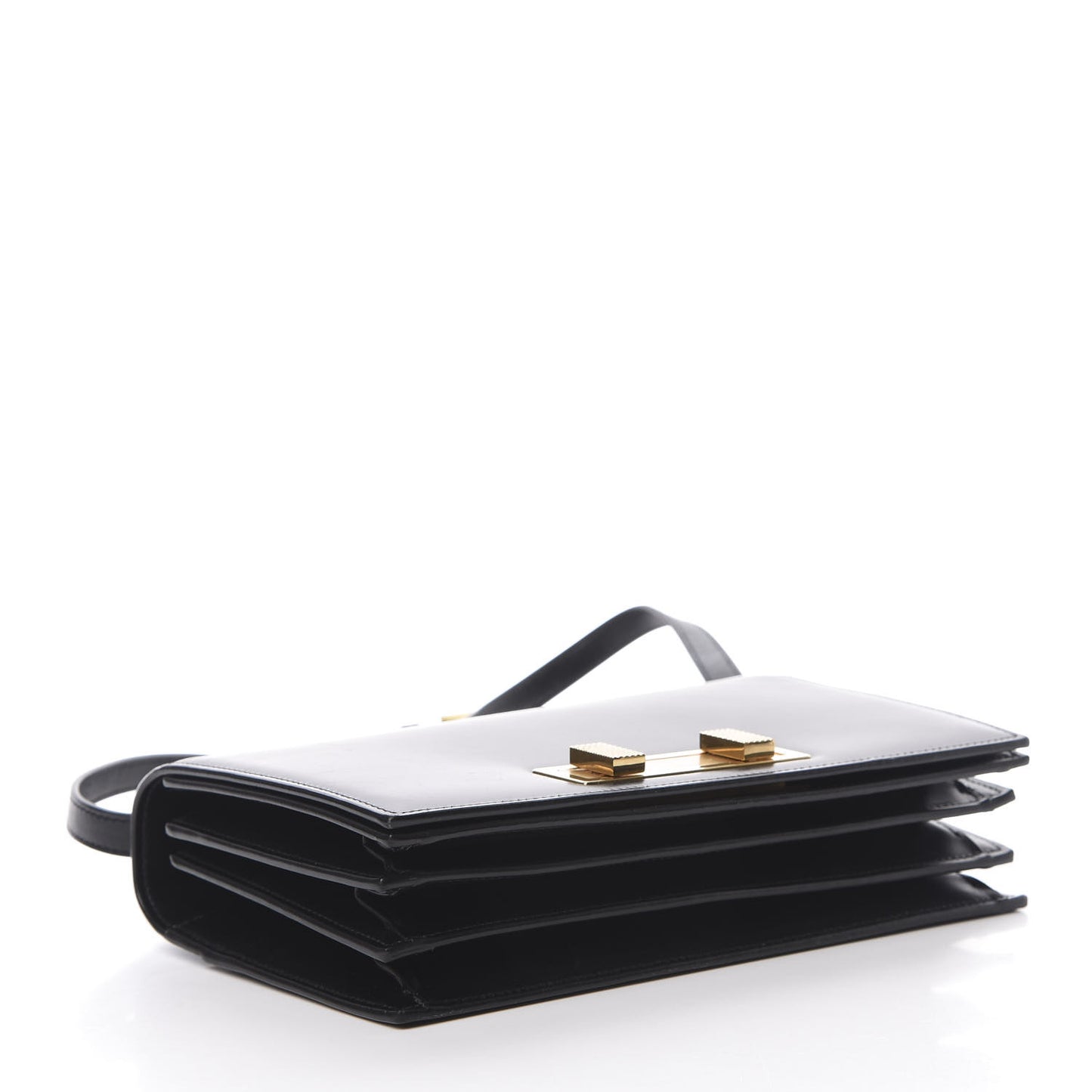 Smooth Calfskin Medium Domino Shoulder Bag Black