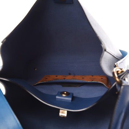 MCM Grained Calfskin Large Milla Hobo Navy Blue 6 of 18