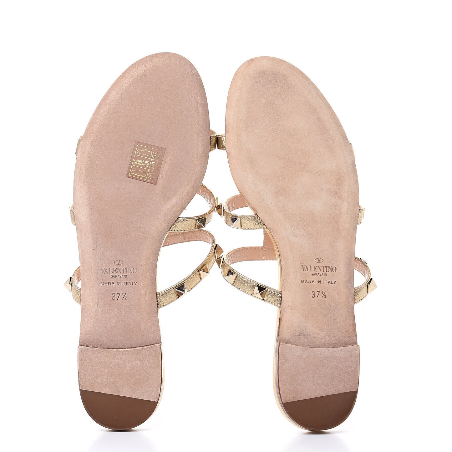 Metallic Nappa Rockstud Caged Flat Slide Sandals 37.5 Skin