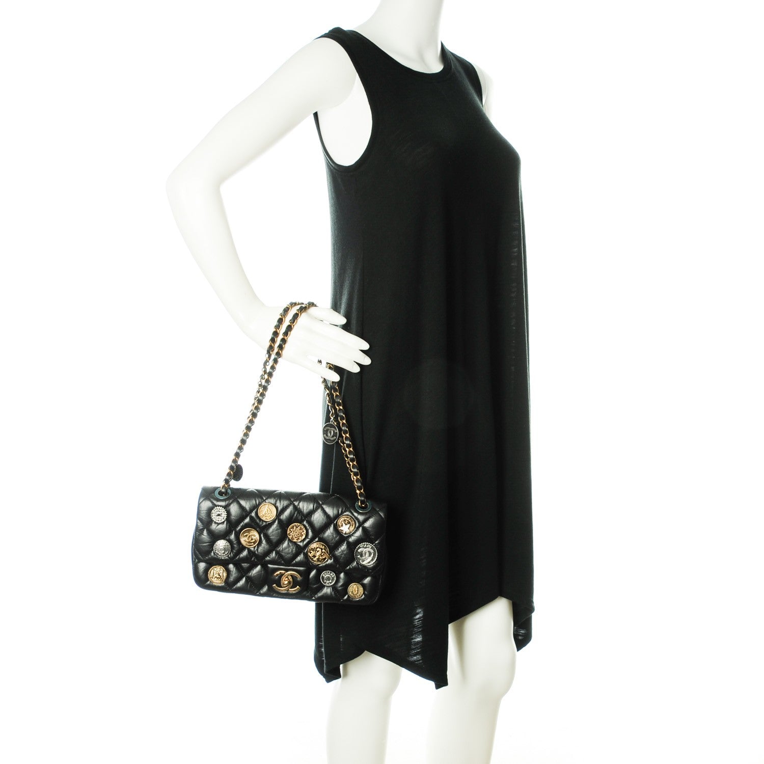 Chanel Aged Calfskin Quilted Medium Medallion Flap Black 2 of 8
