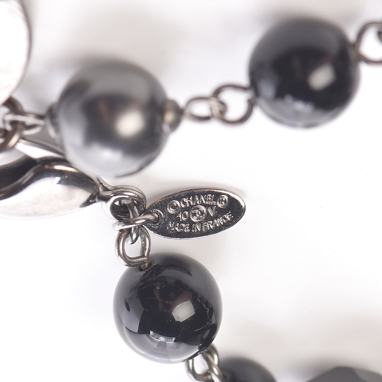 Ruthenium Bead CC Bracelet Black