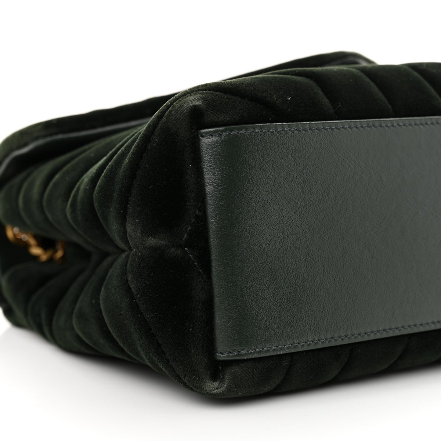 Velvet Y Quilted Monogram Small Loulou Chain Satchel Dark Green