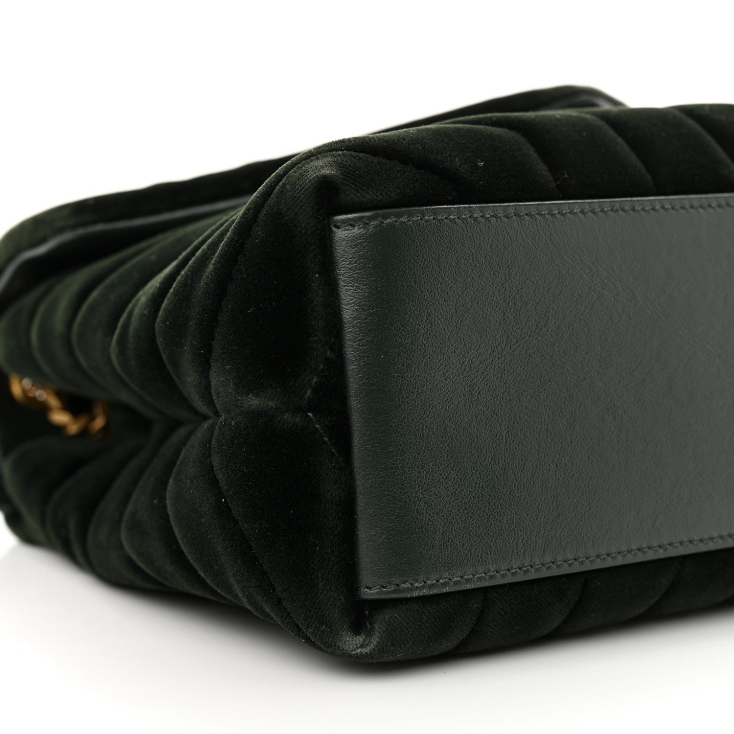 Saint Laurent Velvet Y Quilted Monogram Small Loulou Chain Satchel Dark Green 9 of 11