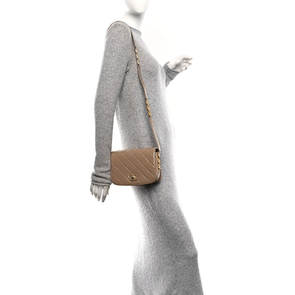 Chanel Shiny Calfskin Quilted Suede Goatskin Mini Messenger Beige 2 of 11