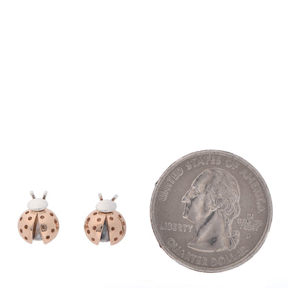 Tiffany Sterling Silver 18K Rose Gold Return to Love Bugs Ladybug Earrings 2 of 6