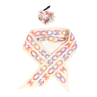 Chanel Silk CC Twilly Hair Tie White Multicolor 1 of 4