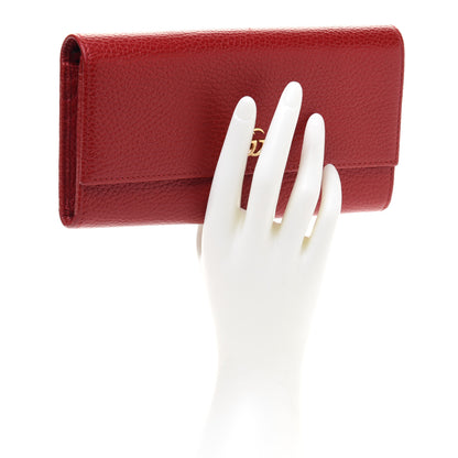 Gucci Dollar Calfskin GG Marmont Continental Wallet Hibiscus Red 2 of 9