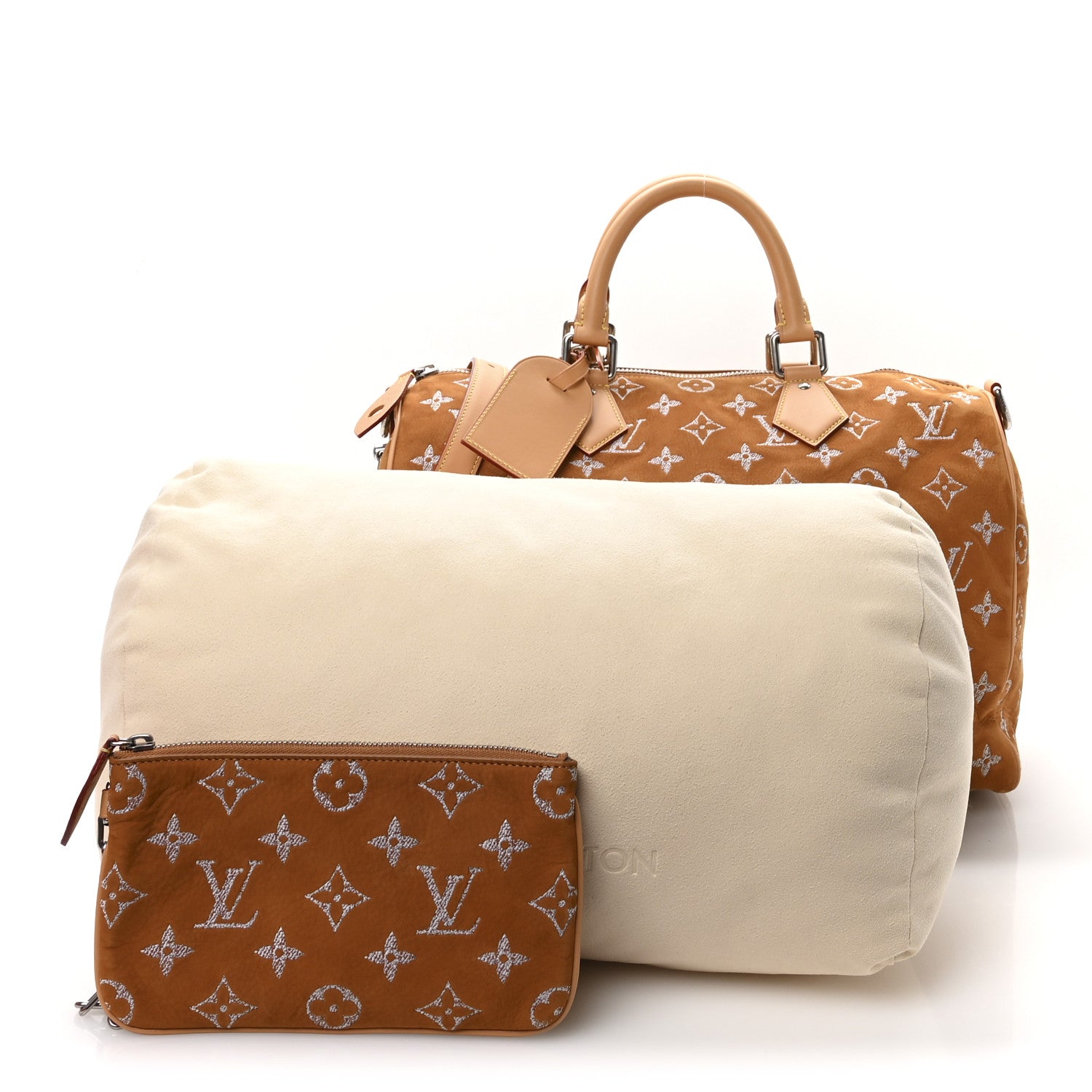 Louis Vuitton Nubuck Calf Monogram Speedy P9 Bandouliere 40 Camel 2 of 12
