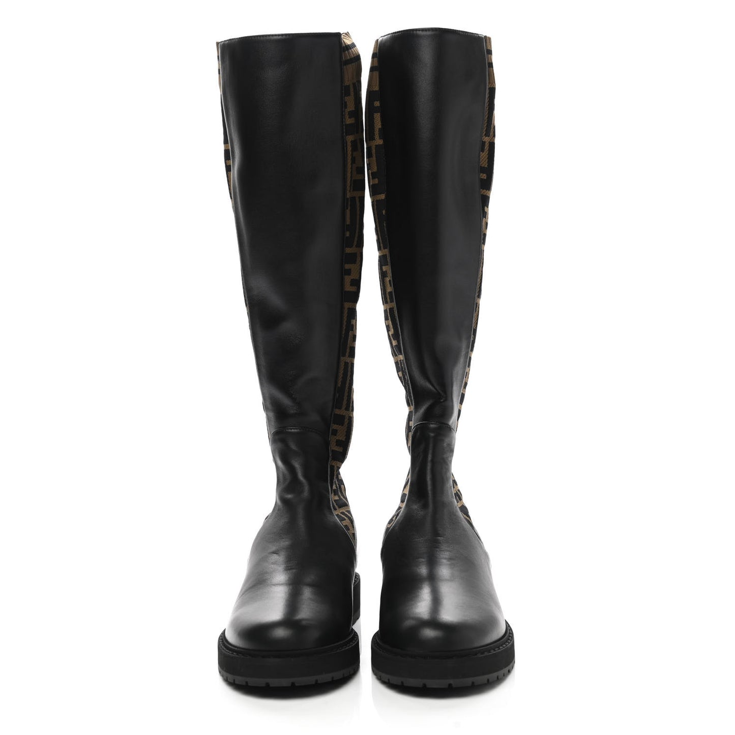 Nappa Microfiber Fabric FF Rockoko Tall Boots 38 Black Tobacco