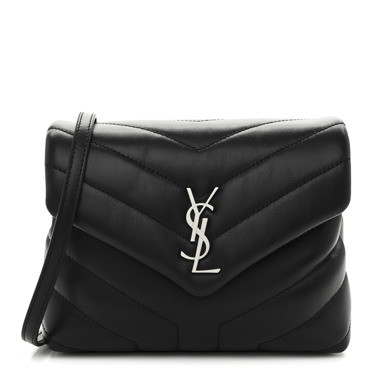 Calfskin Y Quilted Monogram Toy Loulou Crossbody Bag Black