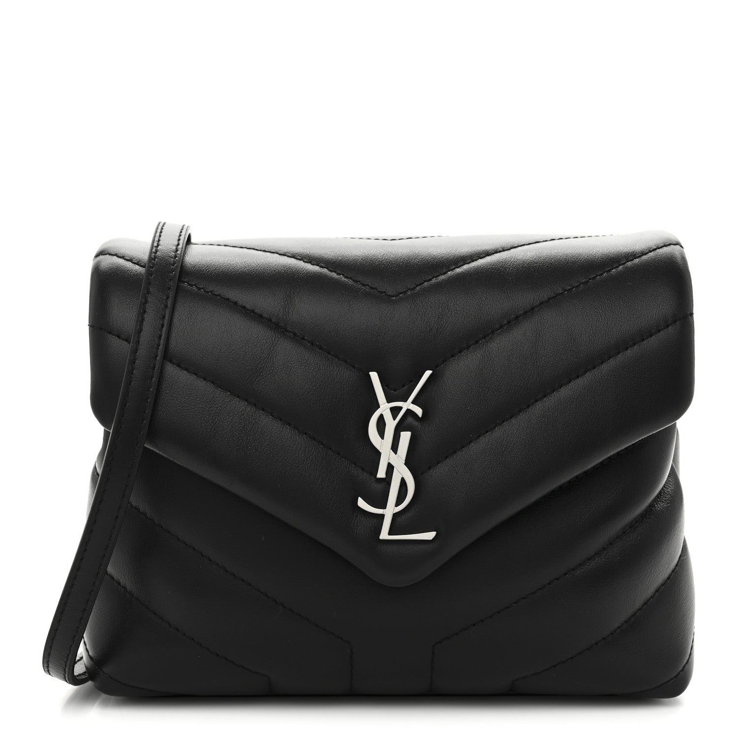 Saint Laurent Calfskin Y Quilted Monogram Toy Loulou Crossbody Bag Black 1 of 11