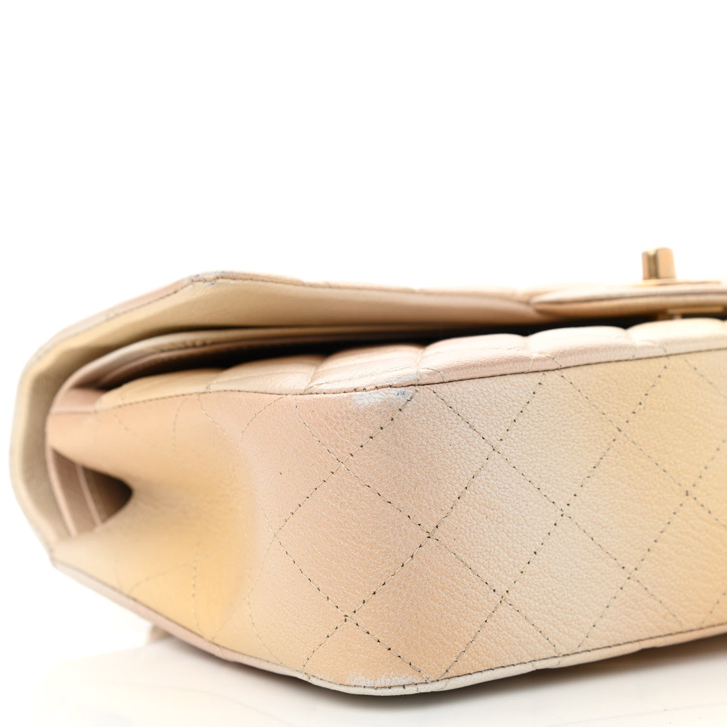 Chanel Metallic Goatskin Quilted Ombre Medium Double Flap Gold 9 of 12