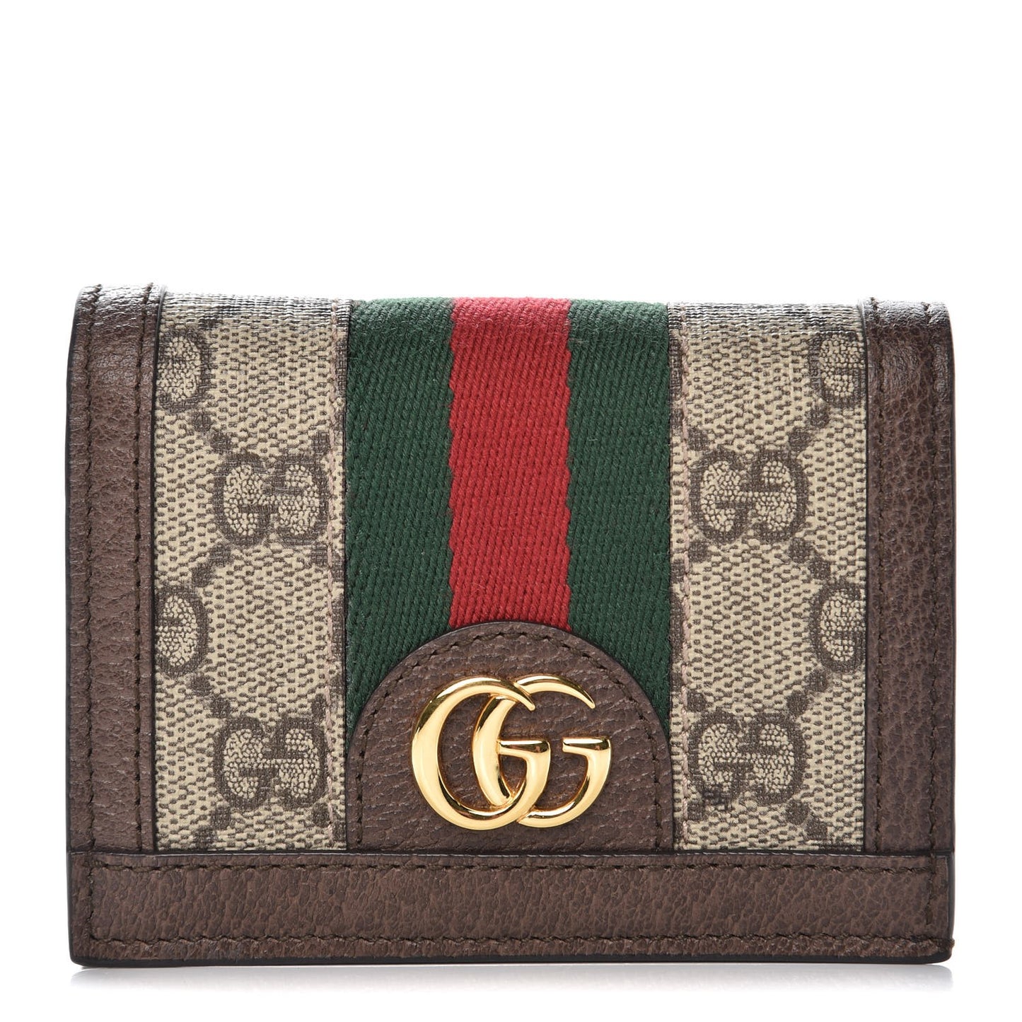 GG Supreme Monogram Web Ophidia Card Case Beige New Acero