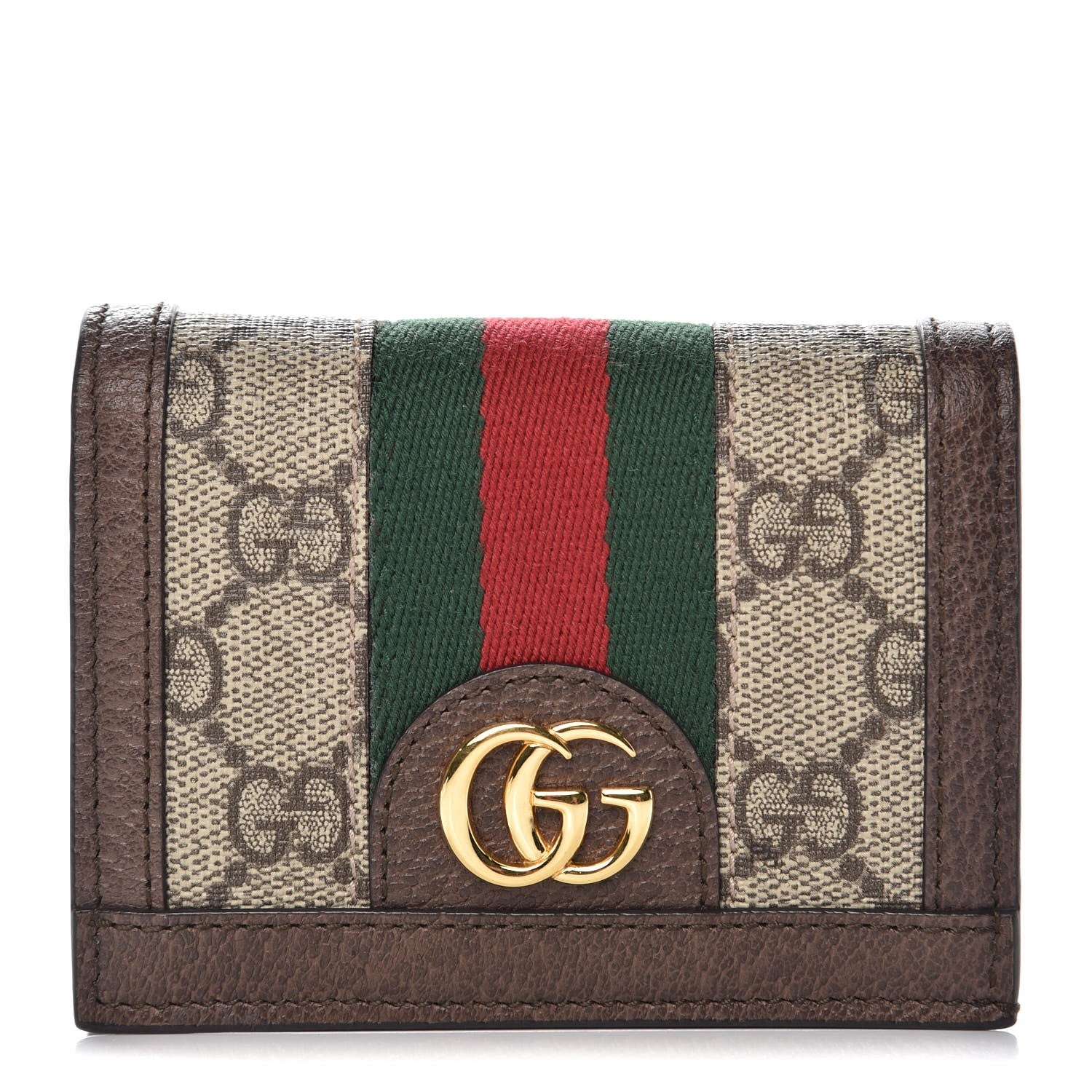 Gucci GG Supreme Monogram Web Ophidia Card Case Beige New Acero 1 of 7