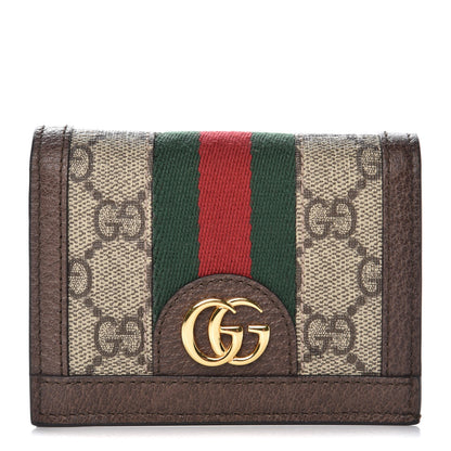 Gucci GG Supreme Monogram Web Ophidia Card Case Beige New Acero 1 of 7