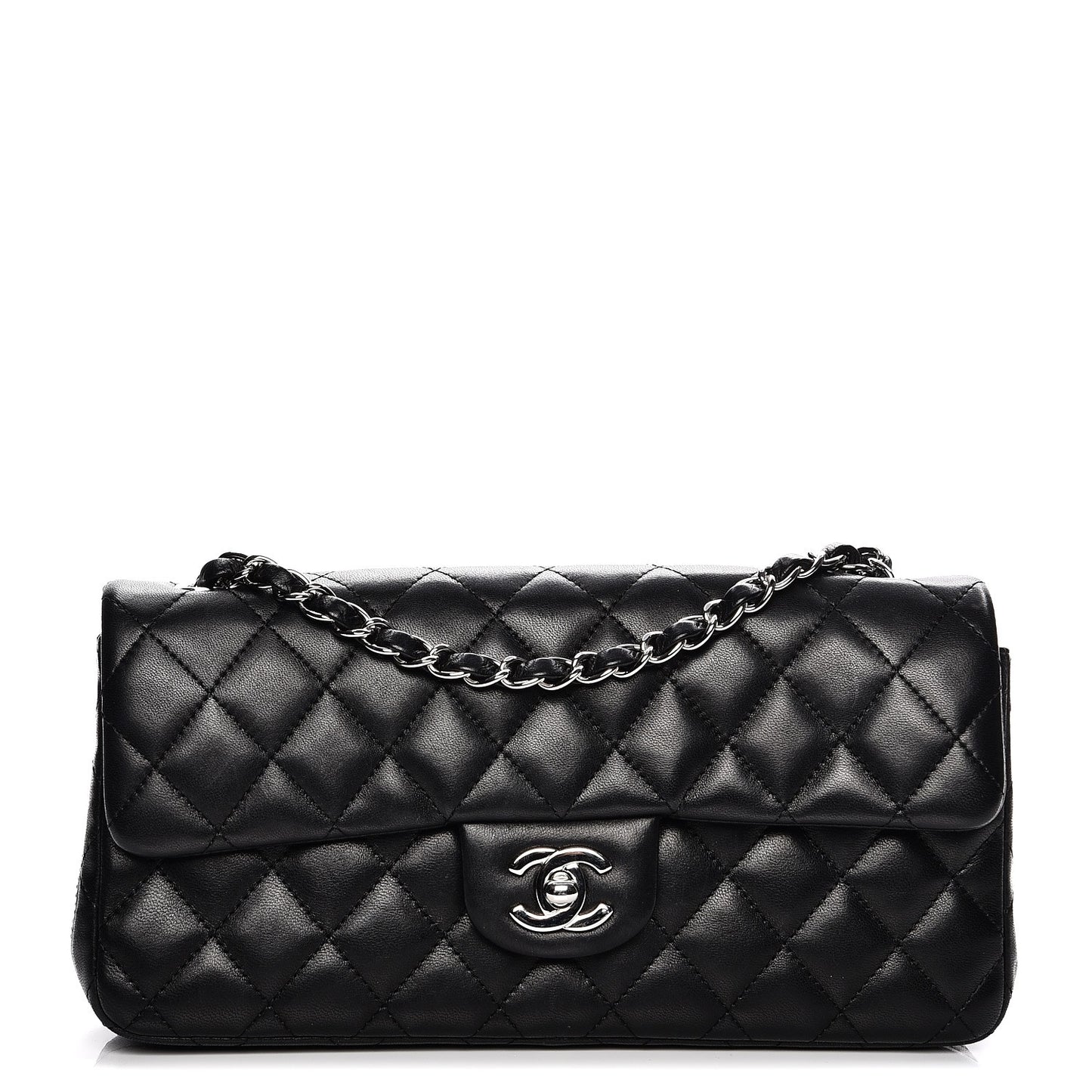 Lambskin Quilted East West Flap Black