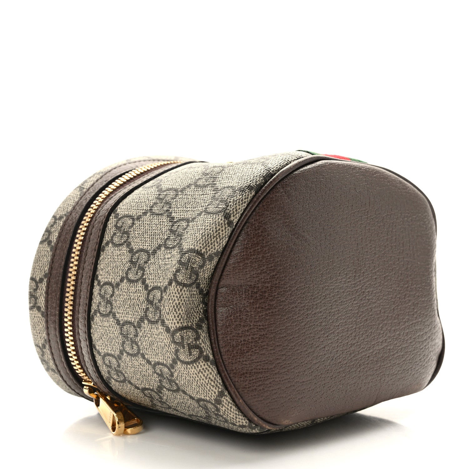 Gucci GG Supreme Monogram Textured Calfskin Web Ophidia Vanity Cosmetic Case Beige Ebony New Acero 3 of 11