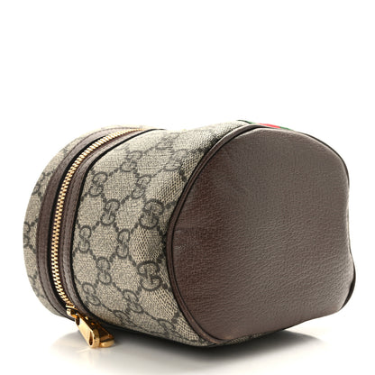 Gucci GG Supreme Monogram Textured Calfskin Web Ophidia Vanity Cosmetic Case Beige Ebony New Acero 3 of 11