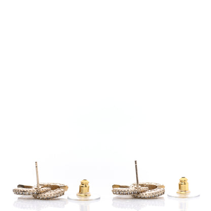 Chanel Crystal Timeless CC Earrings Light Gold 4 of 4