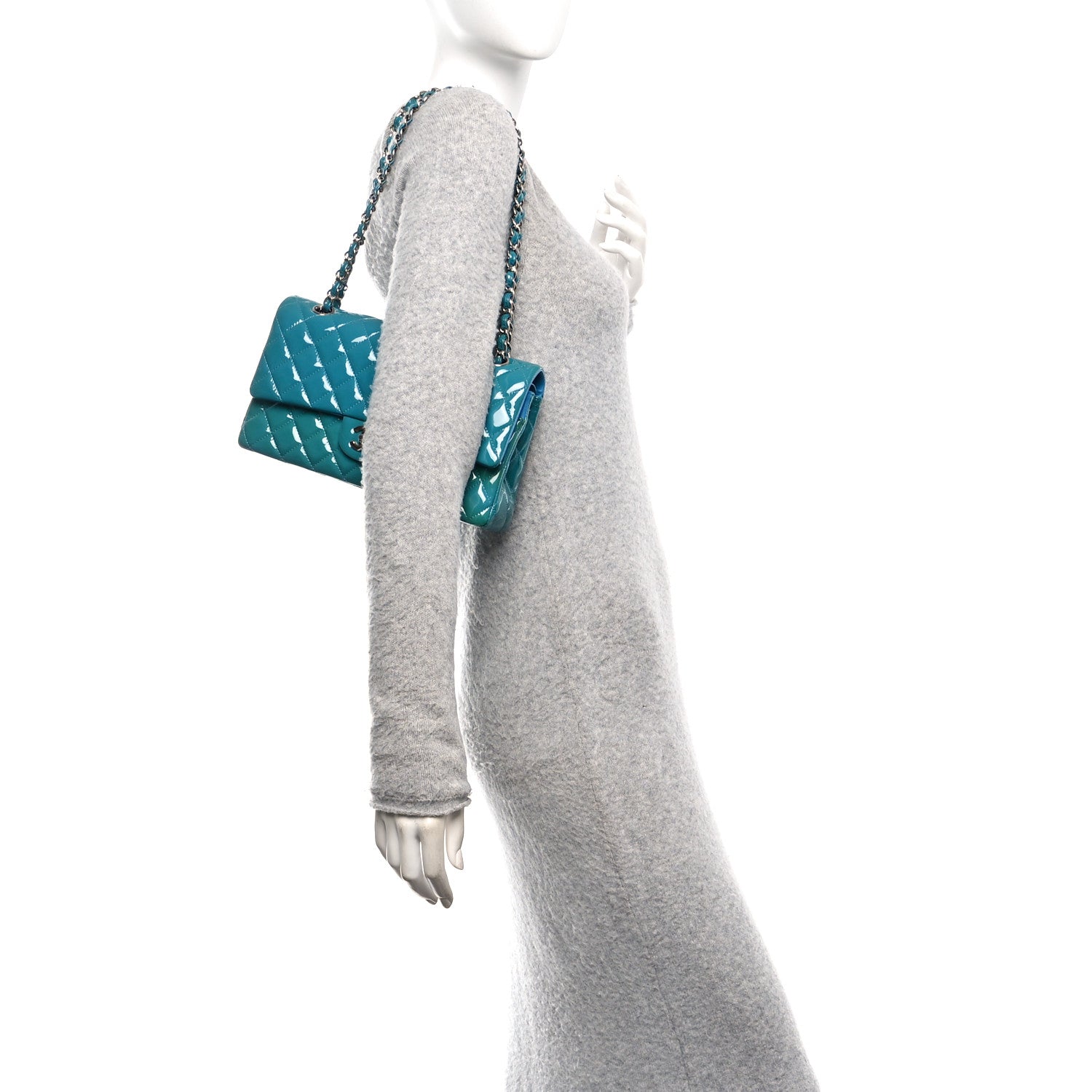 Chanel Patent Quilted Medium Double Flap Turquoise 2 of 10