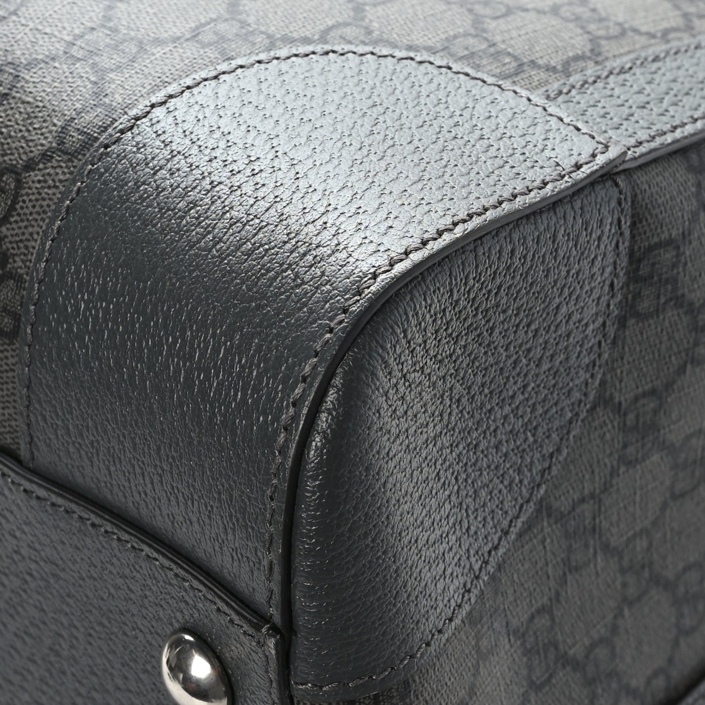 GG Supreme Monogram Textured Dollar Calfskin Large Savoy Duffle Bag Grey Black Graphite Grey