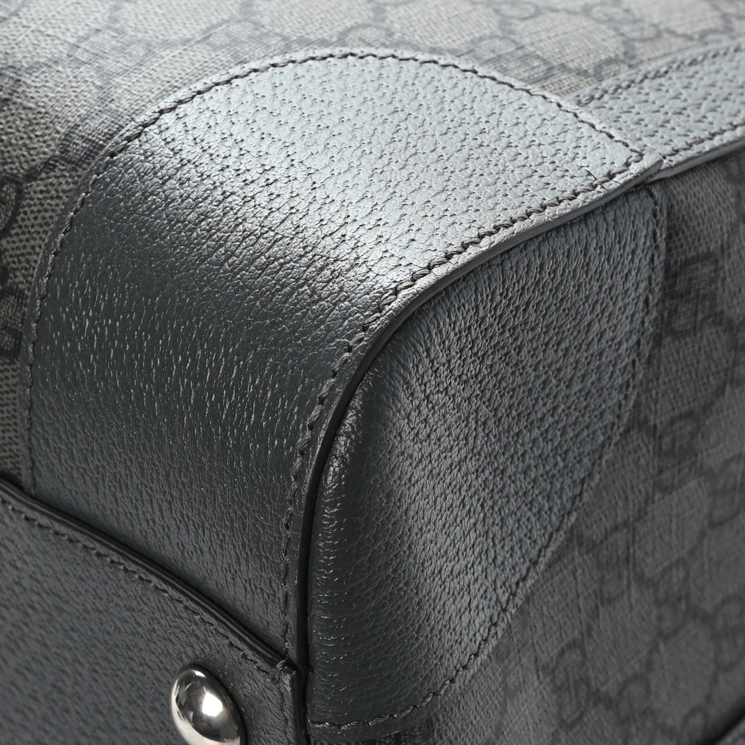Gucci GG Supreme Monogram Textured Dollar Calfskin Large Savoy Duffle Bag Grey Black Graphite Grey 8 of 10