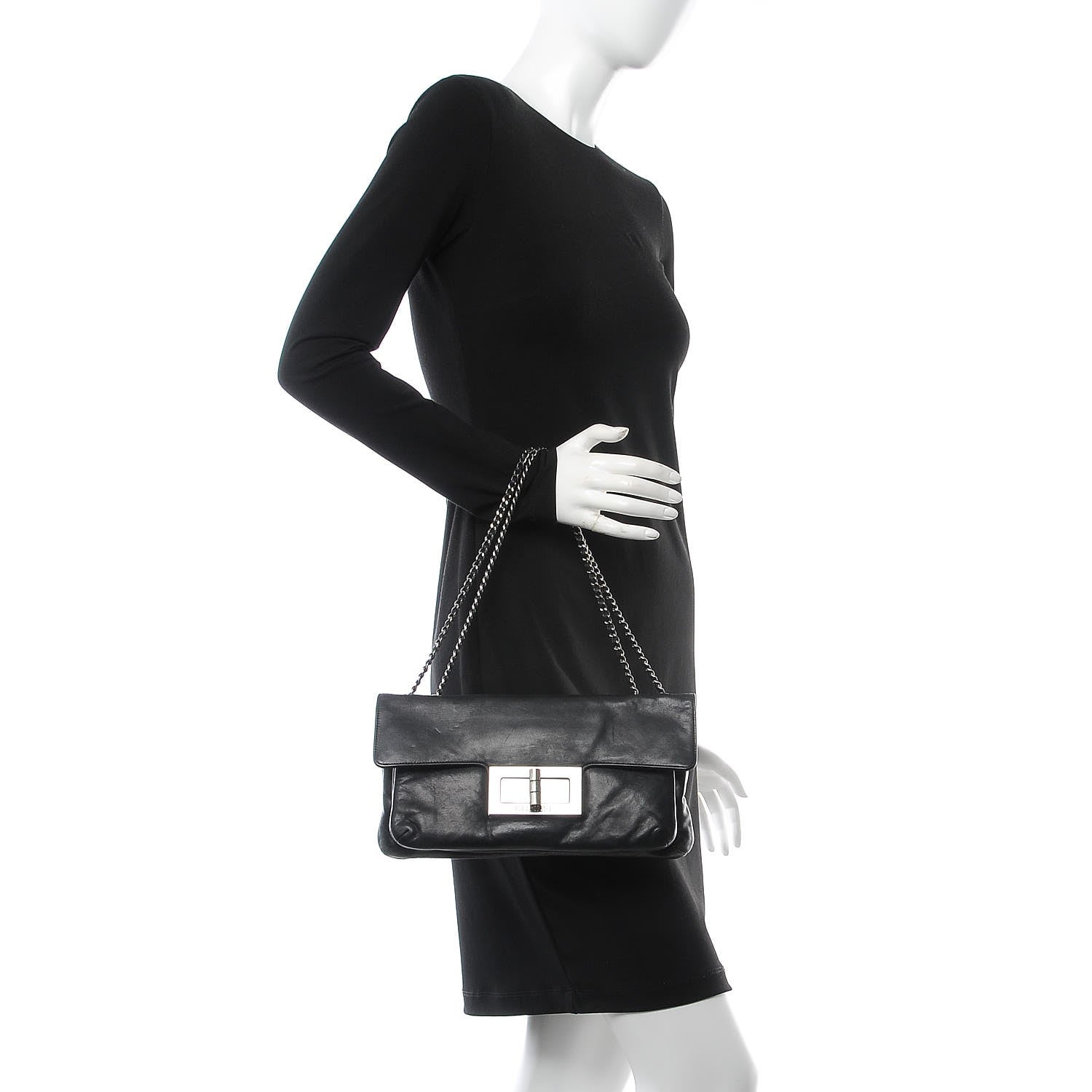 Chanel Lambskin Mademoiselle Lock Flap Pochette Black 2 of 10