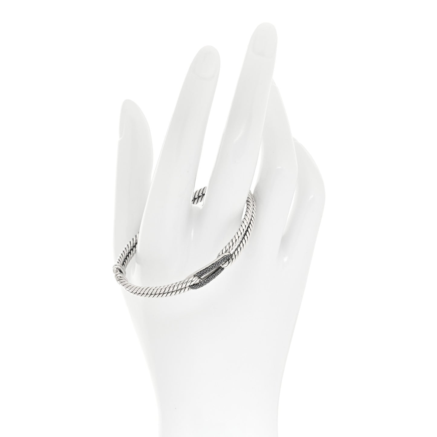 Sterling Silver Pave Black Diamond Mini Loop Labyrinth Bracelet