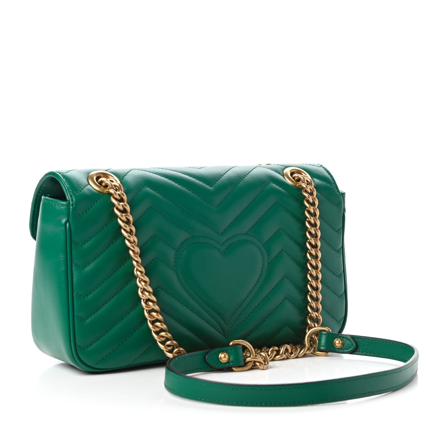 Calfskin Matelasse Small GG Marmont Shoulder Bag Emerald Green